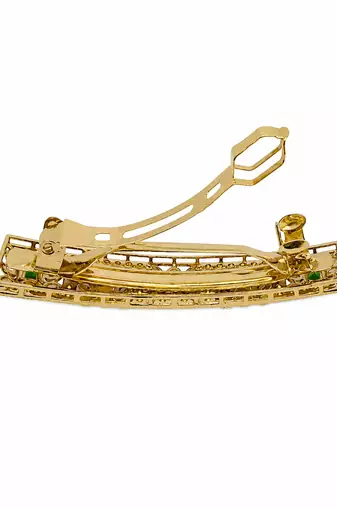 Good-looking round and square shape green kundan antique gold plated hair clip for women and girls