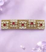 Gorgeous round and square shape ruby kundan antique gold plated hair clip for women and girls