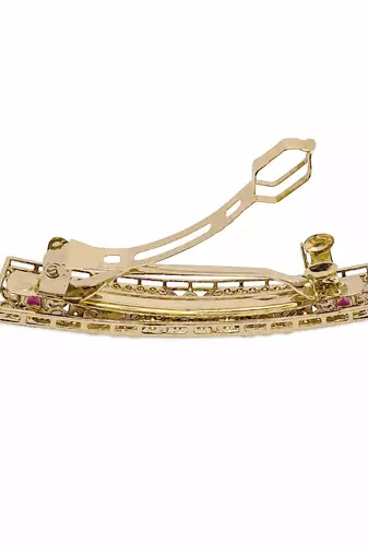 Gorgeous round and square shape ruby kundan antique gold plated hair clip for women and girls