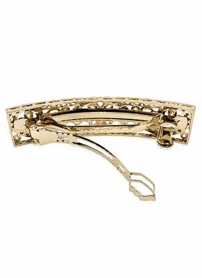 Splendid oval and flower design brown kundan antique gold plated hair clip for women and girls 4