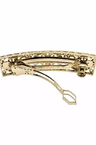 Splendid oval and flower design brown kundan antique gold plated hair clip for women and girls