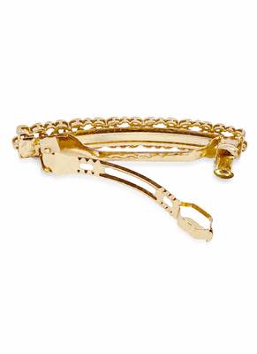Stylish flower design brown kundan antique gold plated hair clip for women and girls 4
