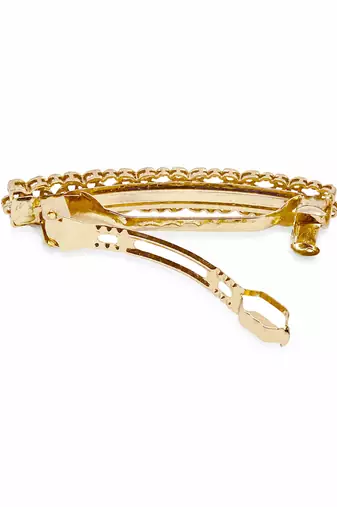 Stylish flower design brown kundan antique gold plated hair clip for women and girls