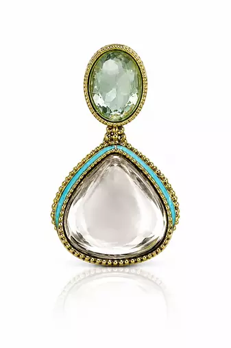 gold plated pachi kundan blue enamel earrings