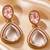 gold plated pachi kundan pink enamel dangler earrings