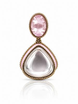 gold plated pachi kundan pink enamel dangler earrings 5