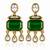 gold plated pachi kundan green stone studded dangler earrings