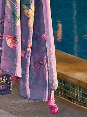 Floral Embroidered Regular Thread Work  Cotton Kurta With Trousers & Dupatta 4