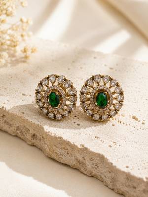 moissanite mehendi polish emerald green cz stud earrings 1