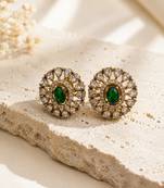 moissanite mehendi polish emerald green cz stud earrings