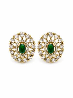 moissanite mehendi polish emerald green cz stud earrings 3