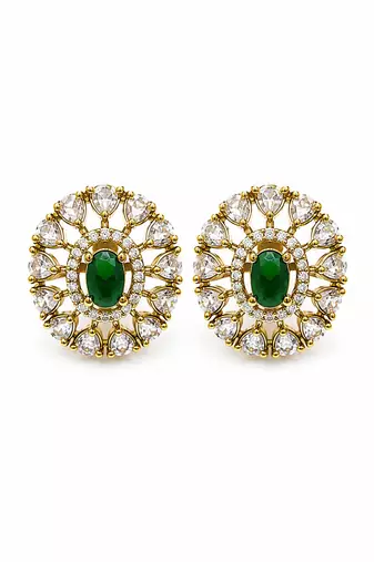 moissanite mehendi polish emerald green cz stud earrings