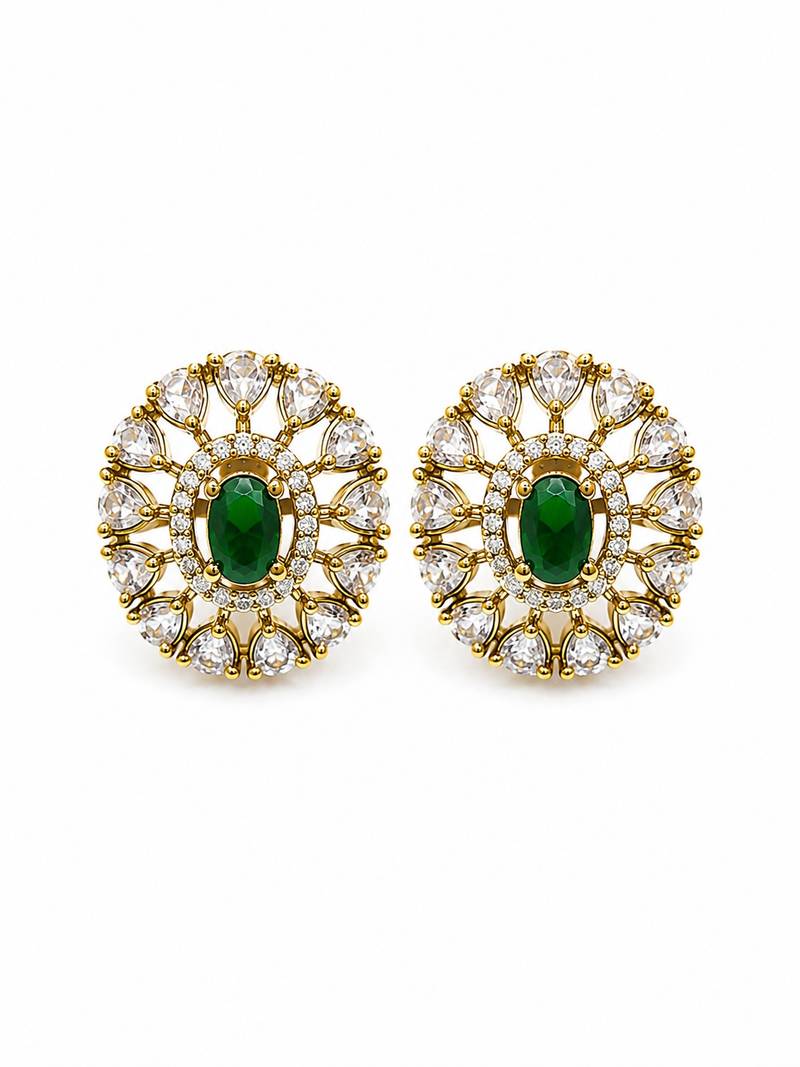 moissanite mehendi polish emerald green cz stud earrings