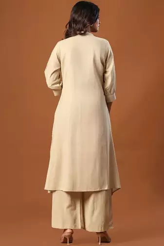 Women Ethnic Motifs Embroidered Regular Thread Work Pure Cotton Kurta with Palazzos