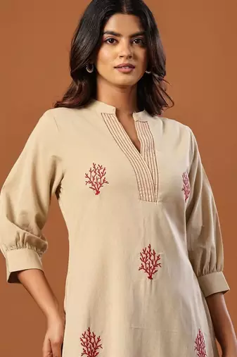 Women Ethnic Motifs Embroidered Regular Thread Work Pure Cotton Kurta with Palazzos