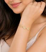 18k gold plated cz leaf charm adjustable bracelet