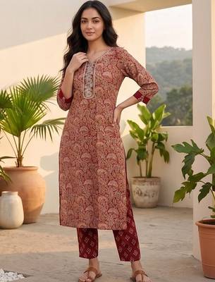 Women Ethnic Motifs Printed Regular Thread Work Kurta with Trousers & With Dupatta 3