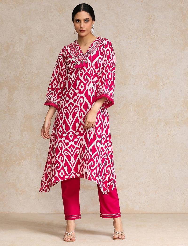 Women Floral Printed Regular Pure Cotton Kurta with Trousers