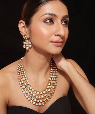 Gold plated diamond necklace set 1