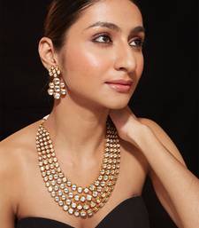 Gold plated diamond necklace set