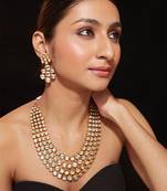 Gold plated diamond necklace set