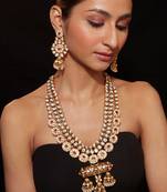 Gold plated ruby red stone necklace set
