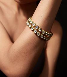Gold plated green dual row bangles