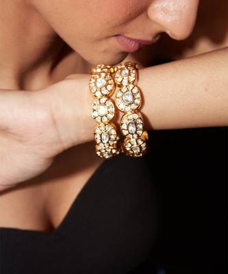 Gold plated diamond stones bangles 1