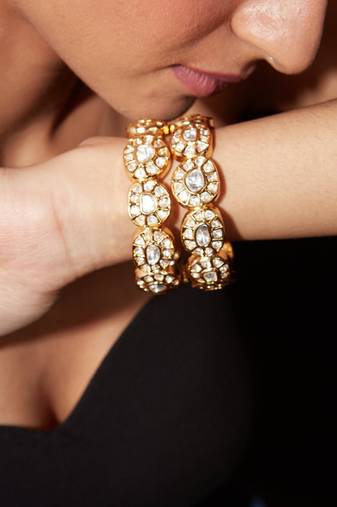 Gold plated diamond stones bangles