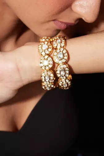 Gold plated diamond stones bangles
