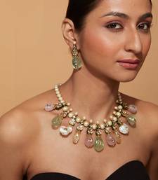 Gold plated multicolor necklace set