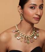 Gold plated multicolor necklace set