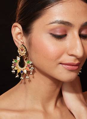 Gold plated multicolor dangler earrings 1