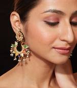 Gold plated multicolor dangler earrings