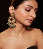 Gold plated multicolor chandbali earrings