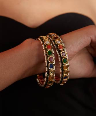 Gold plated multicolor bangles 1