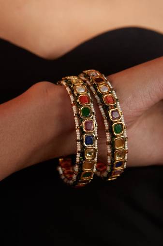 Gold plated multicolor bangles