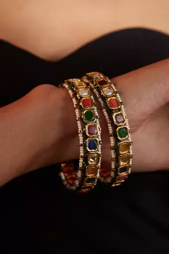 Gold plated multicolor bangles