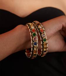 Gold plated multicolor bangles