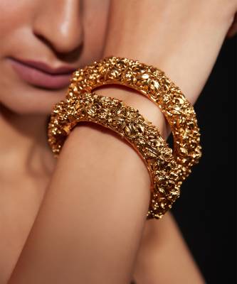 Gold plated textured bangles 1