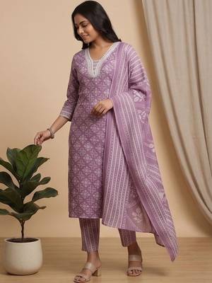 Women Ethnic Motifs Printed Regular Kurta with Trousers & With Dupatta 2