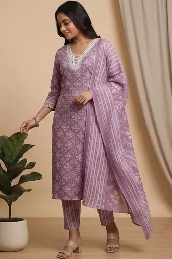 Women Ethnic Motifs Printed Regular Kurta with Trousers & With Dupatta