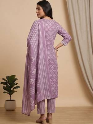 Women Ethnic Motifs Printed Regular Kurta with Trousers & With Dupatta 3
