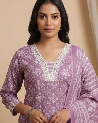 Women Ethnic Motifs Printed Regular Kurta with Trousers & With Dupatta 6
