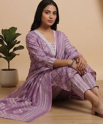 Women Ethnic Motifs Printed Regular Kurta with Trousers & With Dupatta 7