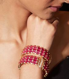 Gold plated ruby pink stones bangles
