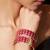 Gold plated ruby pink stones bangles