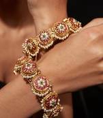 Gold plated ruby red stones bangles