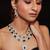 Silver plated green stones layered necklace set
