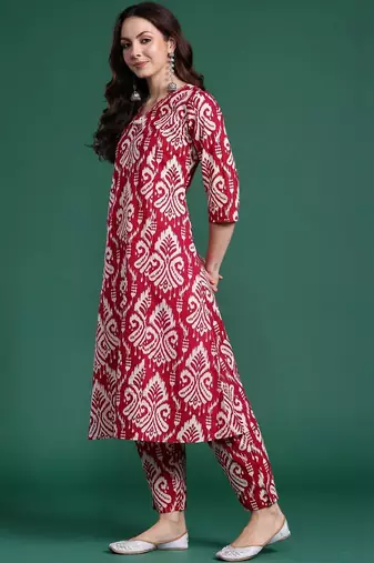 Women Ethnic Motifs Printed Regular Pure Cotton Kurta with Trousers